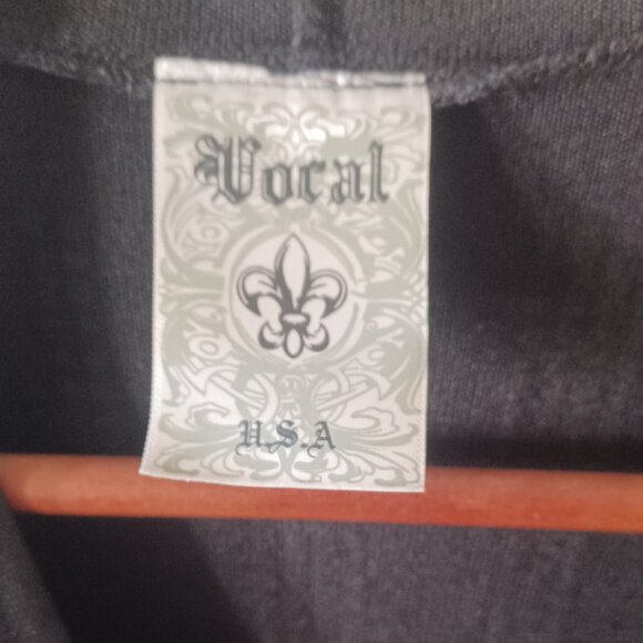 Vocal Vertical Blingy Stripes both sides Zip Up Black Silver Stretch Hoodie XL - Picture 3 of 5